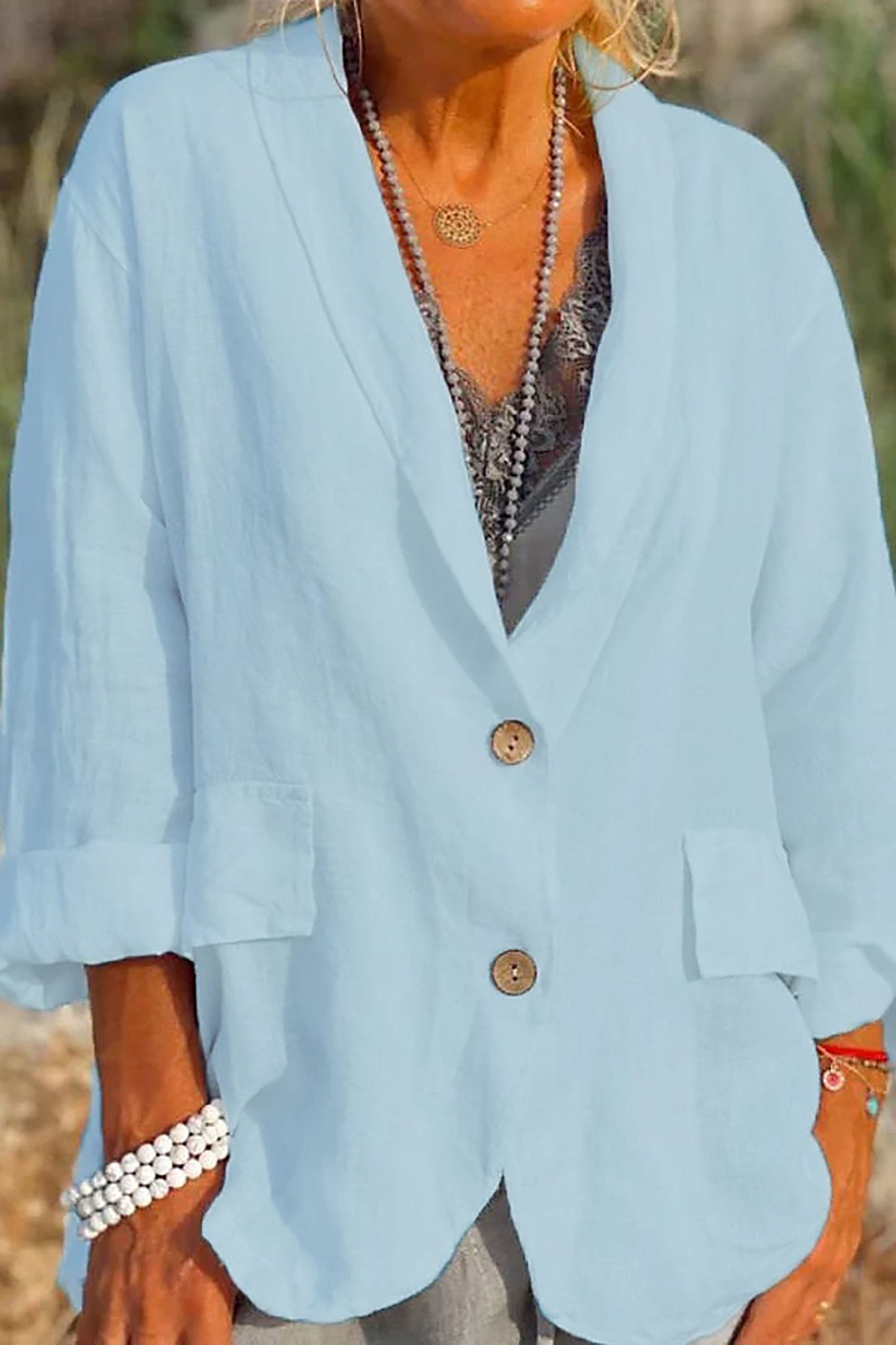 Jessica – Leichte Leinenjacke mit Knöpfen