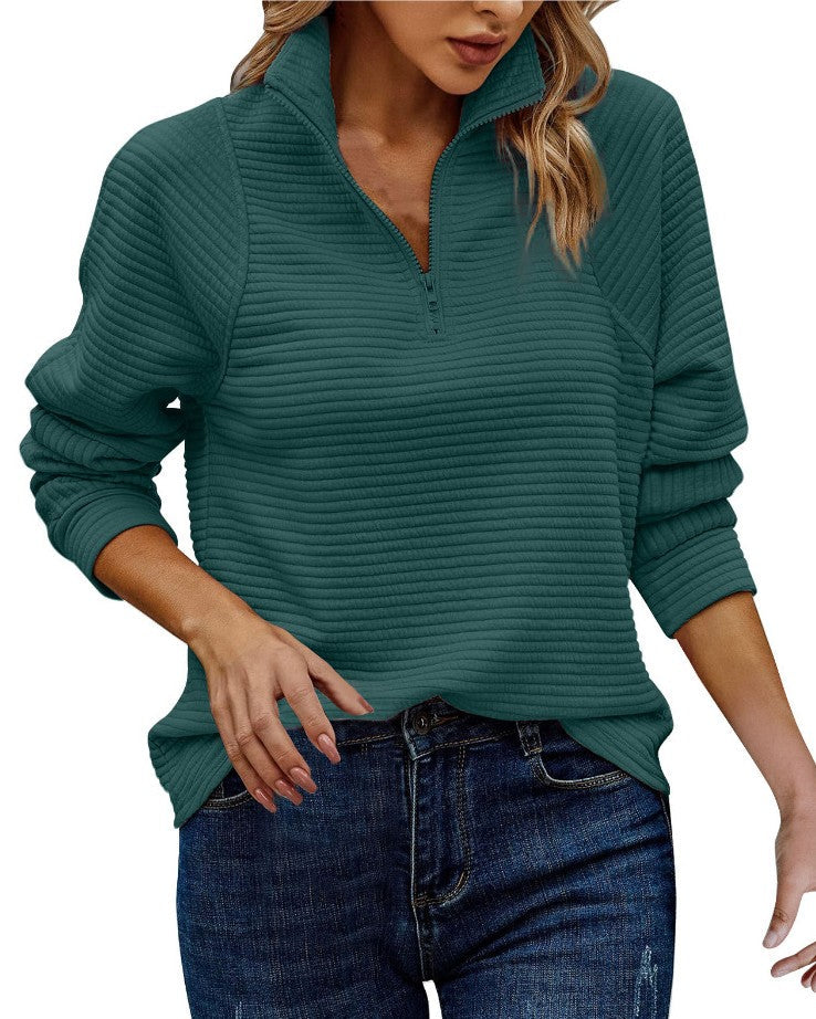 Zinnia - Damenpullover mit Reißverschluss und Ripp-Look