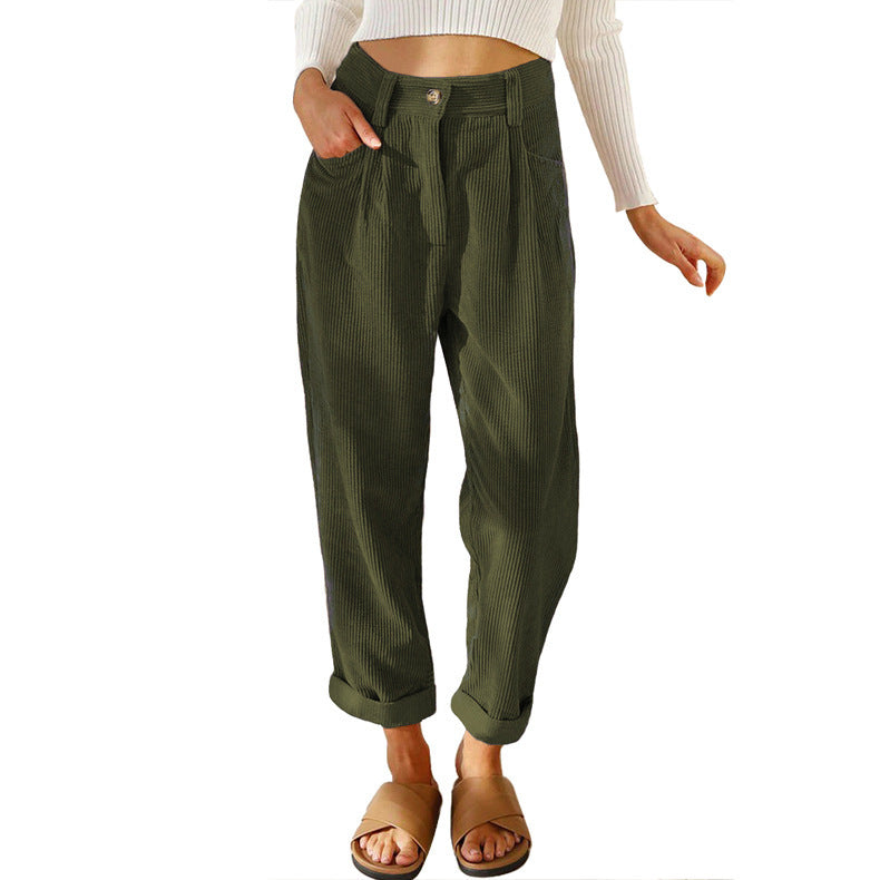 Chelsie - Bequeme Damenhose aus Cord mit hohem Bund
