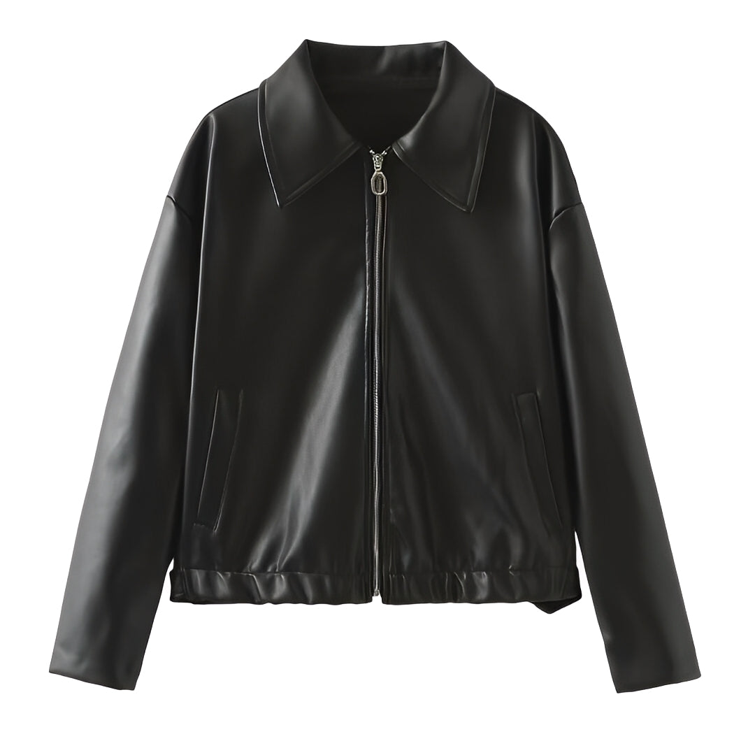 Lesley - Modische Damenlederjacke mit Reißverschluss