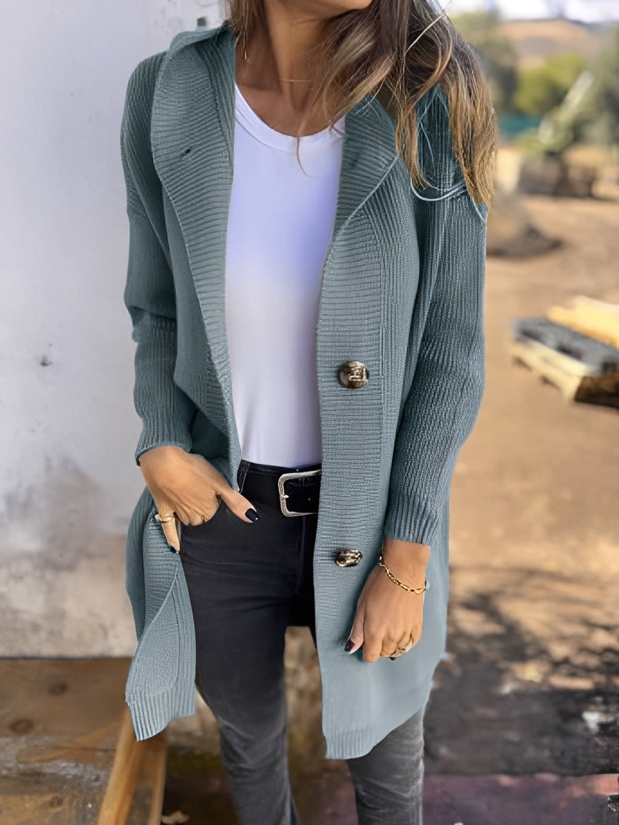 Suzanna - Langer, lässiger Damen-Cardigan mit Kapuze
