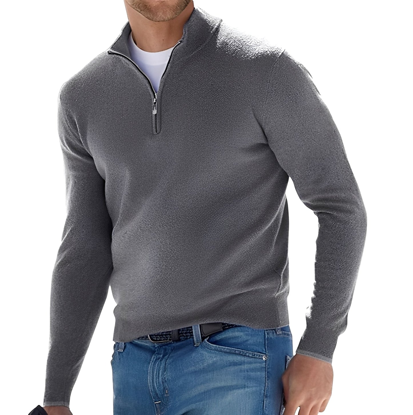 Nash - Herrenpullover mit kurzem Zipper