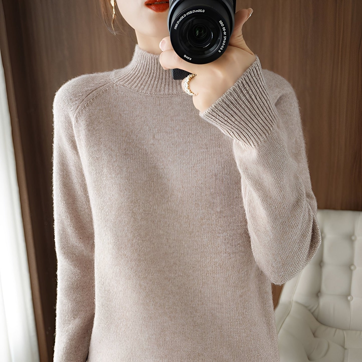 Ulyssa - Eleganter Damen-Kaschmir-Turtleneck-Pullover
