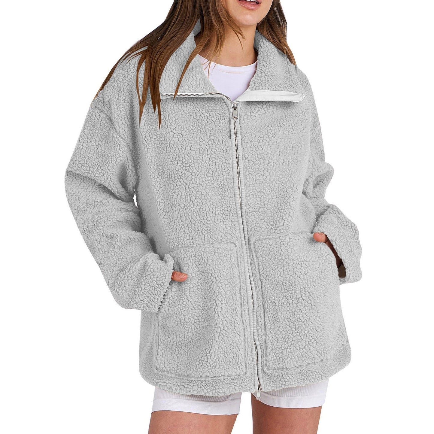 Adamina - Kuscheliger Wollmantel mit hohem Kragen für Damen