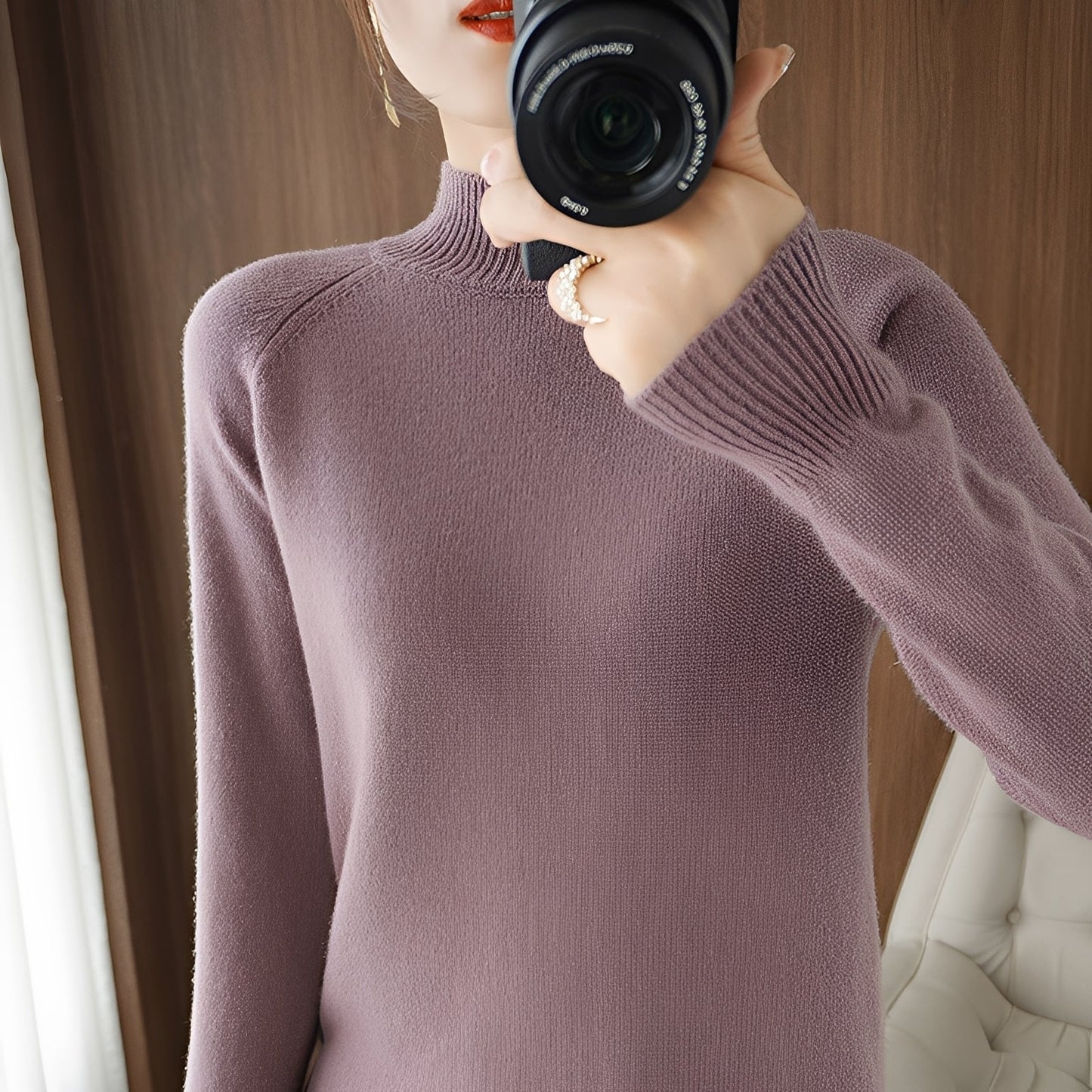 Ulyssa - Eleganter Damen-Kaschmir-Turtleneck-Pullover