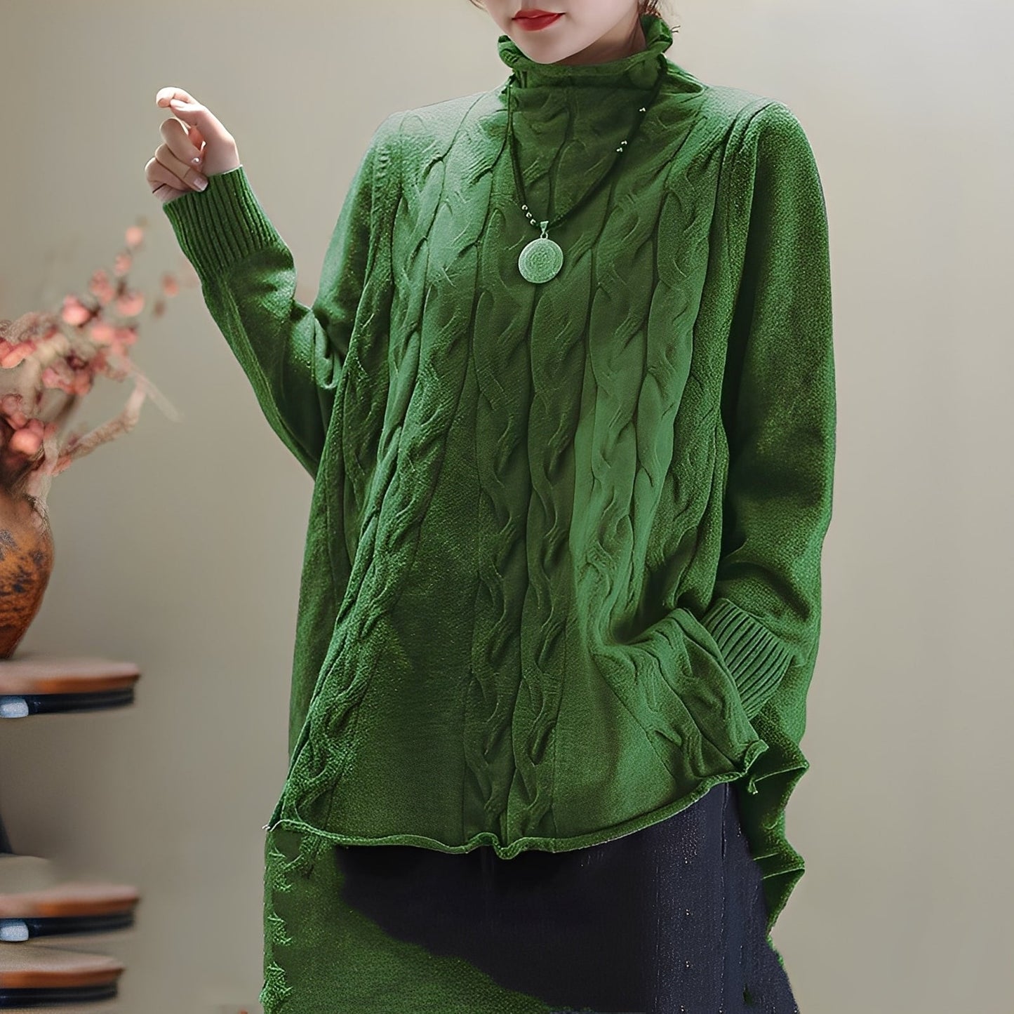Merla - Bequemer Damenrollkragenpullover mit Seitenschlitz