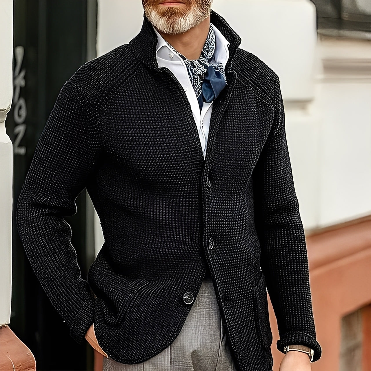 Kayden - Modischer Herren-Cardigan mit hohem Kragen
