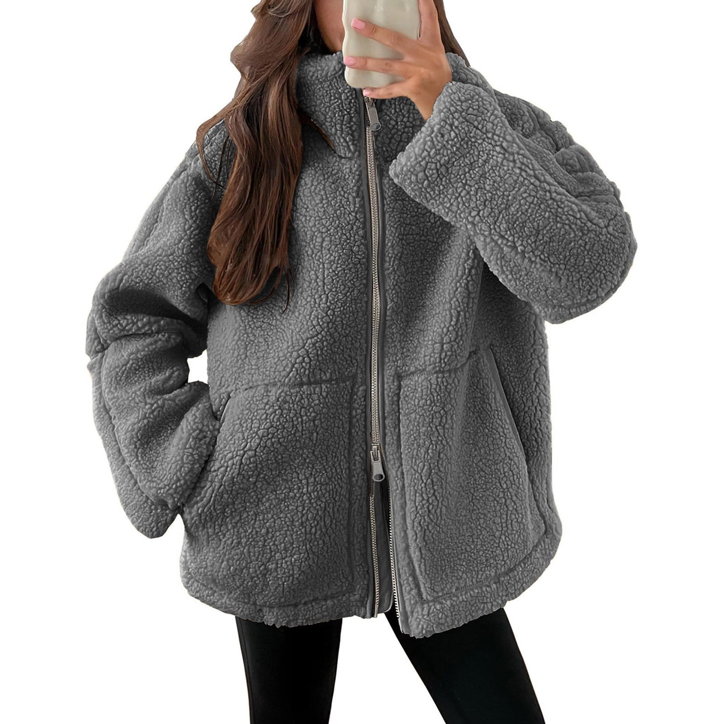 Evangelina - Kuschelige Damenjacke aus Teddy-Wolle