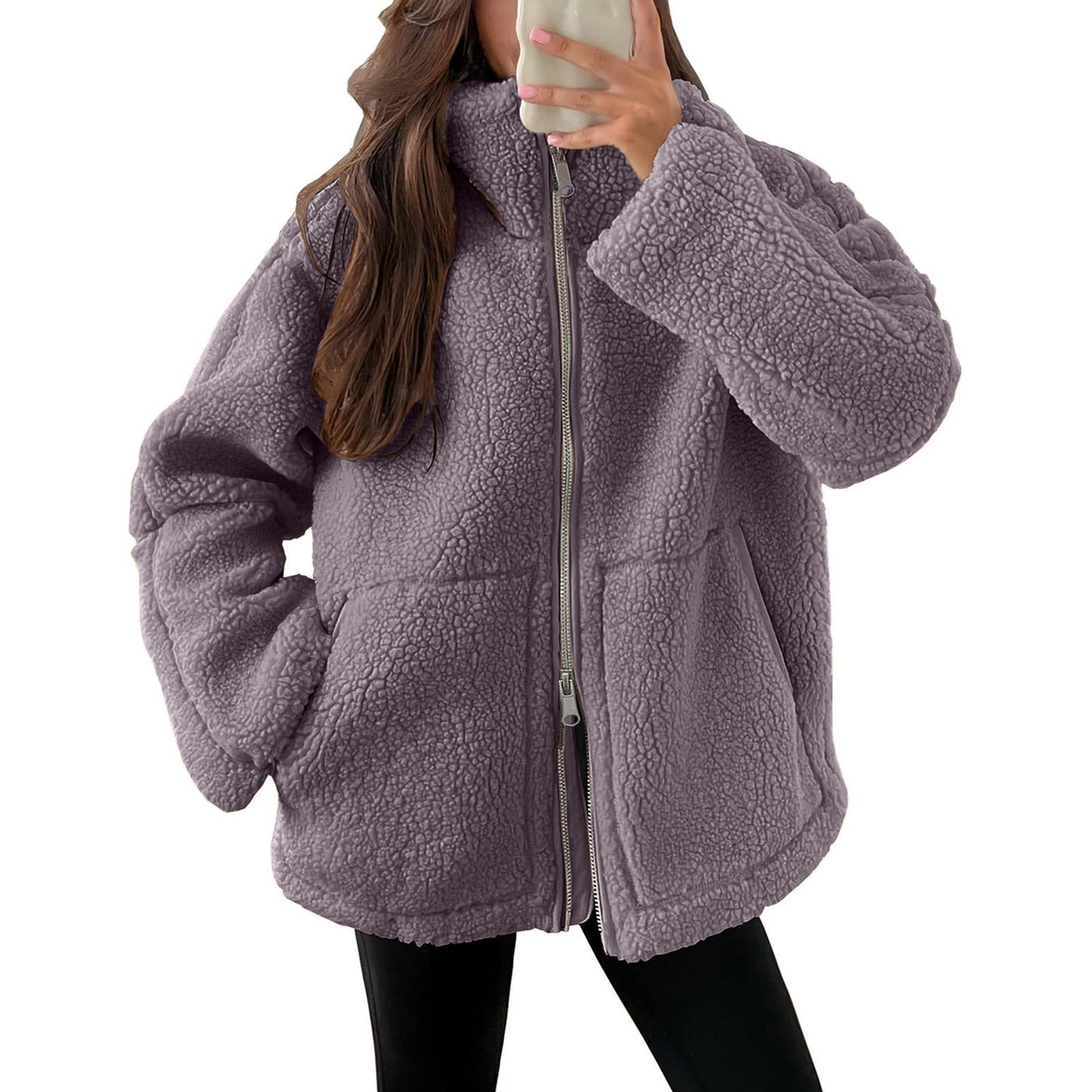 Evangelina - Kuschelige Damenjacke aus Teddy-Wolle