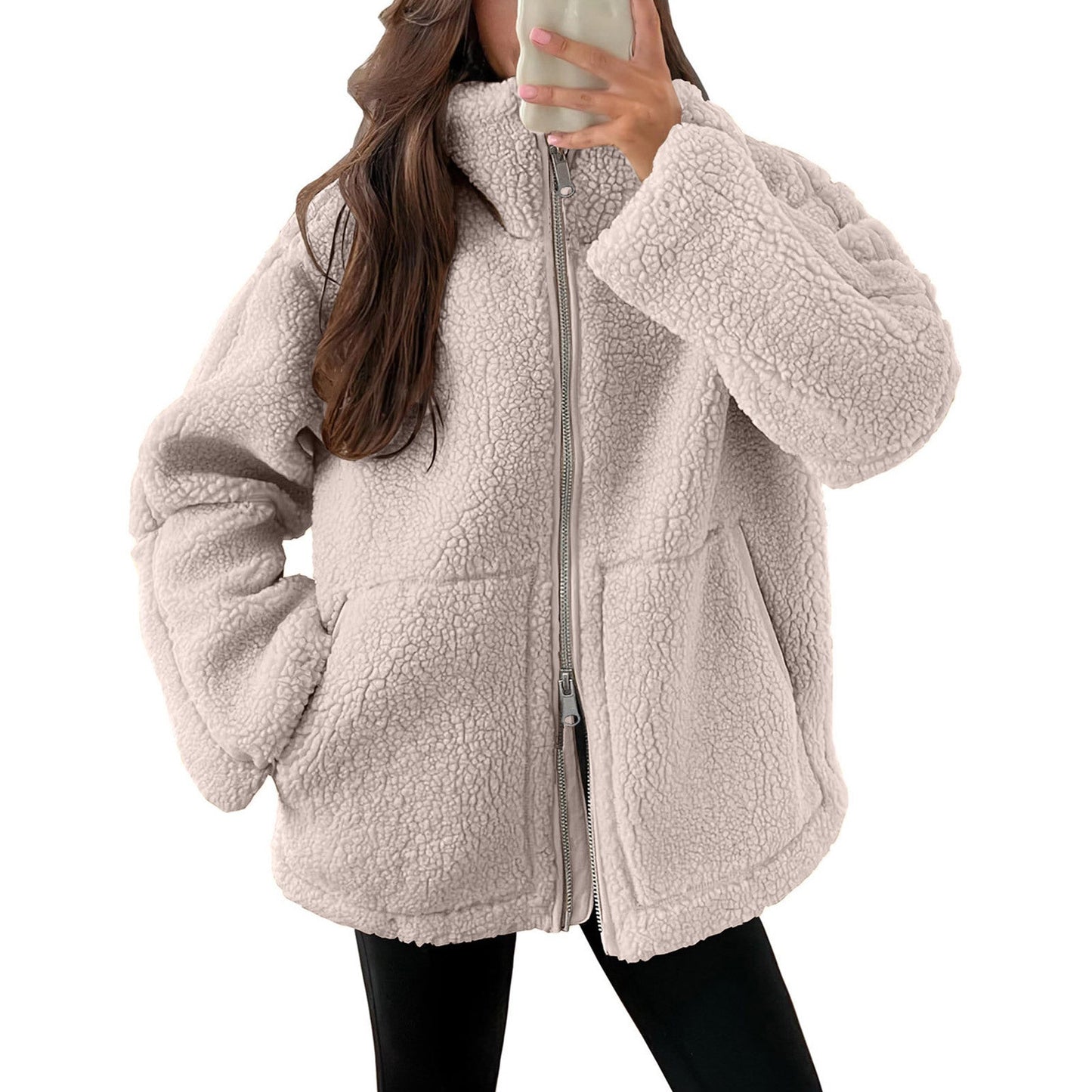 Evangelina - Kuschelige Damenjacke aus Teddy-Wolle
