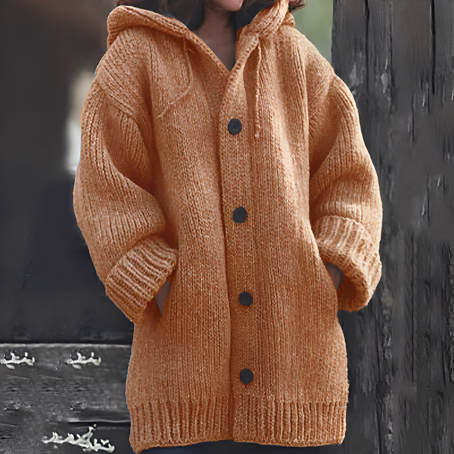 Jaqueline - Bequeme Damen-Strickjacke mit Kapuze
