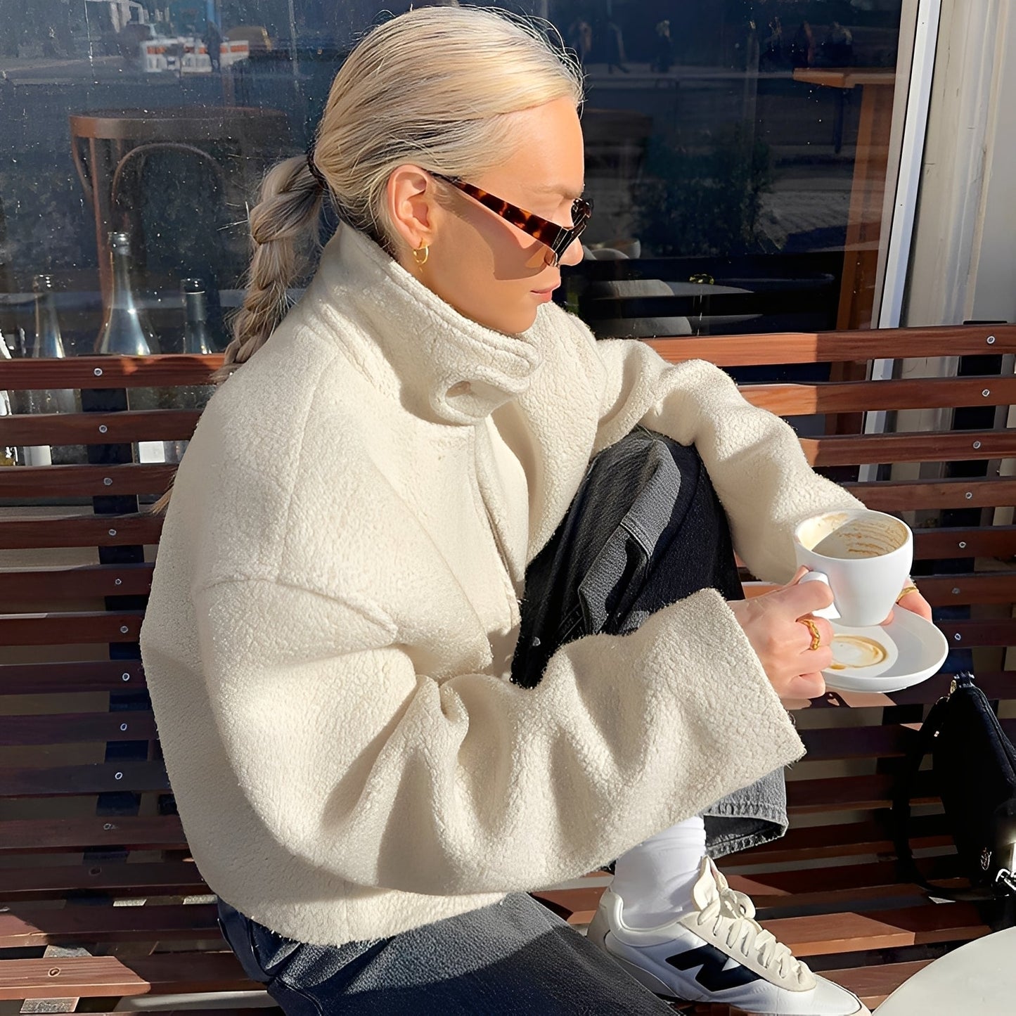 Shania - Moderner, weiter Oversize-Fleece-Mantel für Damen