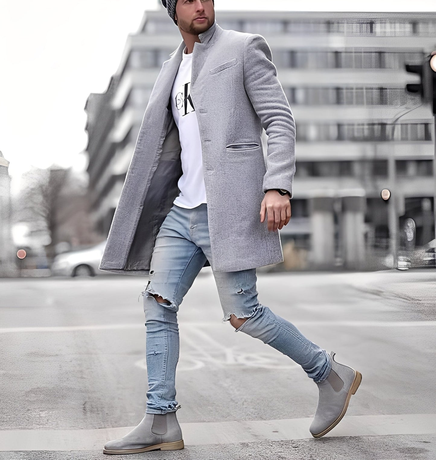 Cordell - Komfortabler langer Herrenmantel aus Wolle