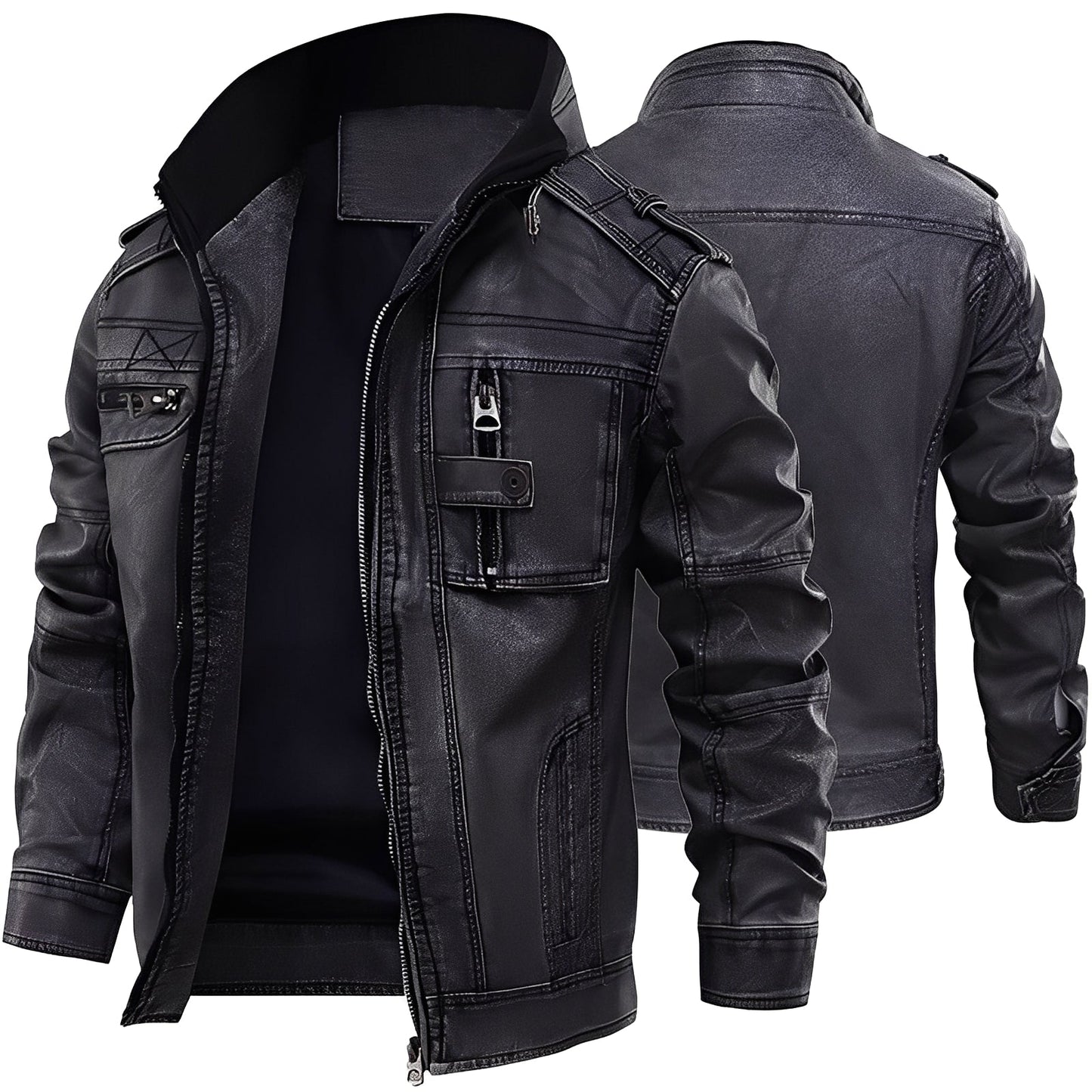 Kevin - Klassische Herrenlederjacke mit Taschen