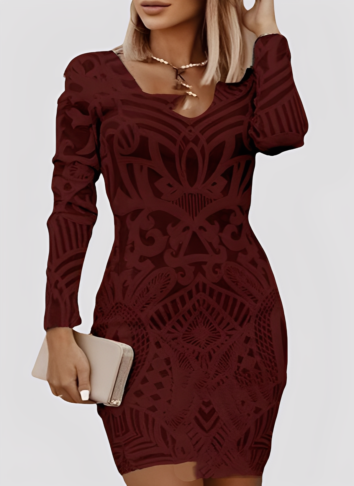 Caitlyn - Schickes Damenkleid mit langen Ärmeln und schmalem Design