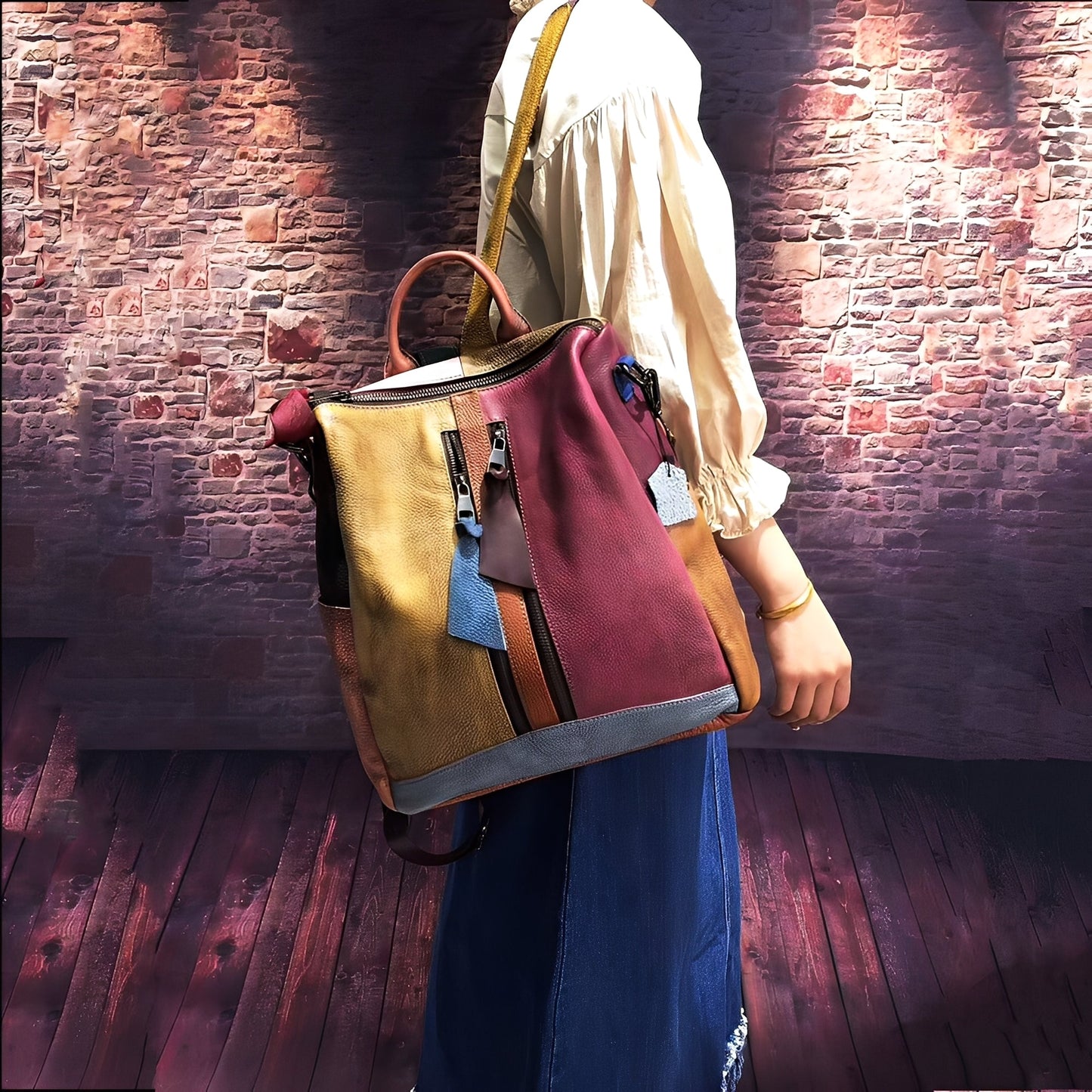 Alayna - Klassischer Damen Leder Rucksack