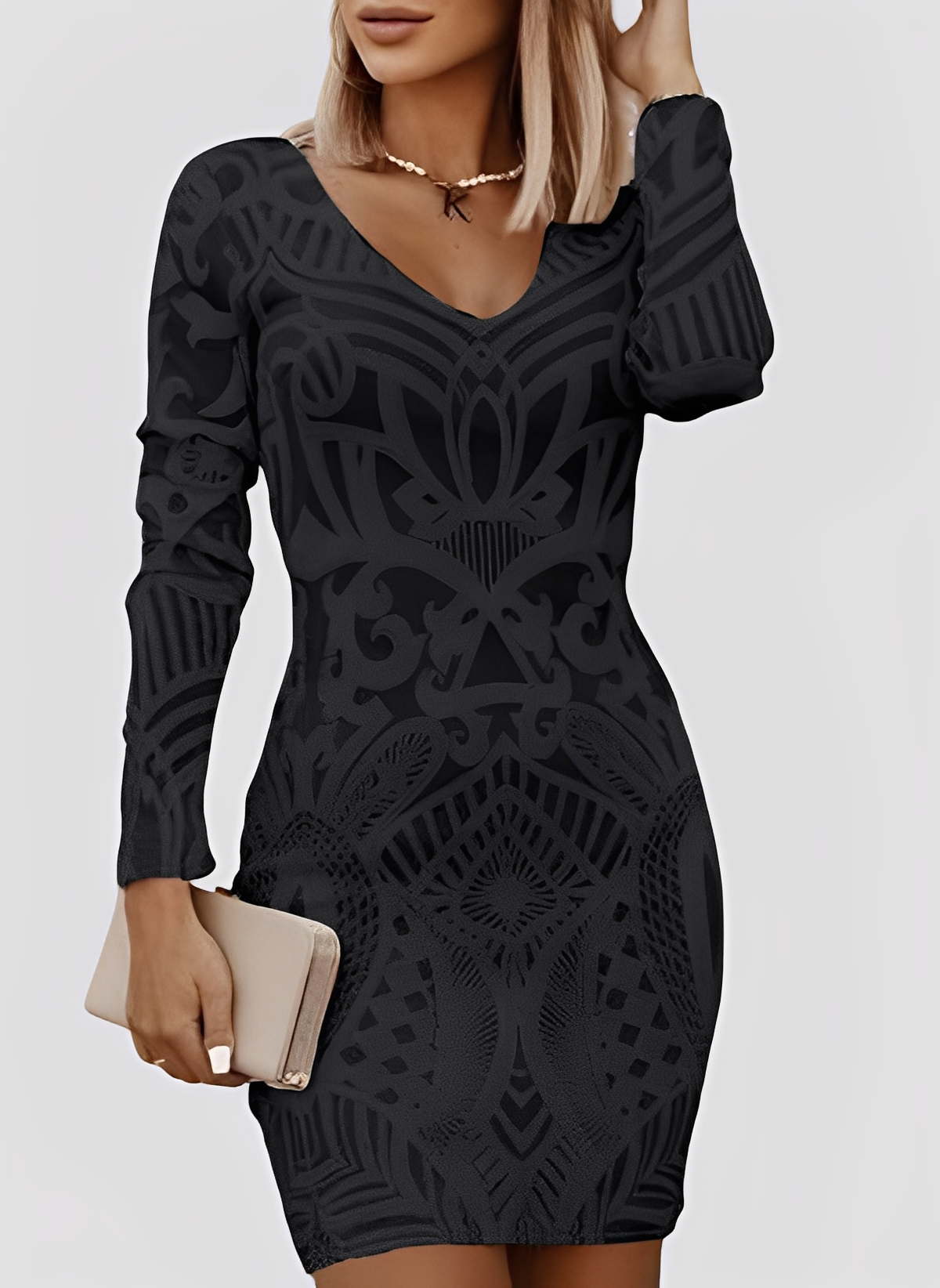 Caitlyn - Schickes Damenkleid mit langen Ärmeln und schmalem Design