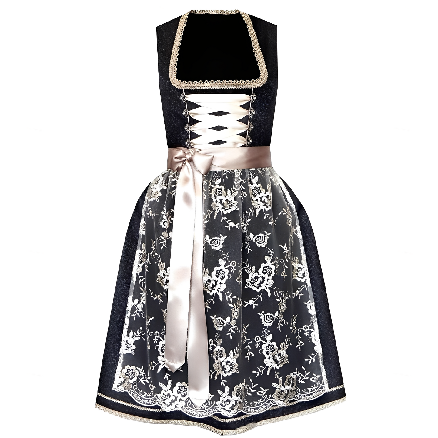 Zella - Frauen Oktoberfest-Kleid mit Schnürung und Muster