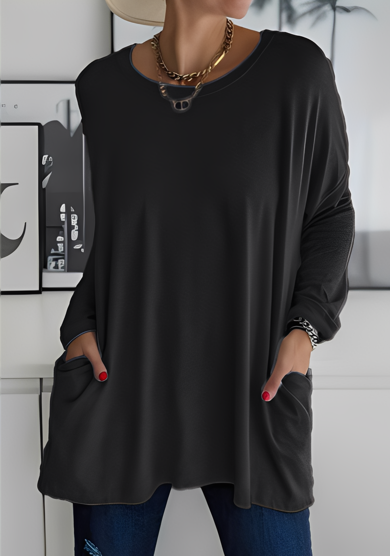 Krystle - Damen-Langarmshirt mit Taschen für Bequemlichkeit