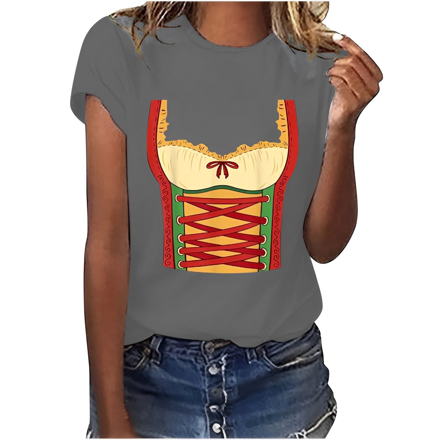 Hazel - Lässiges Oktoberfest-Shirt mit Muster für Damen