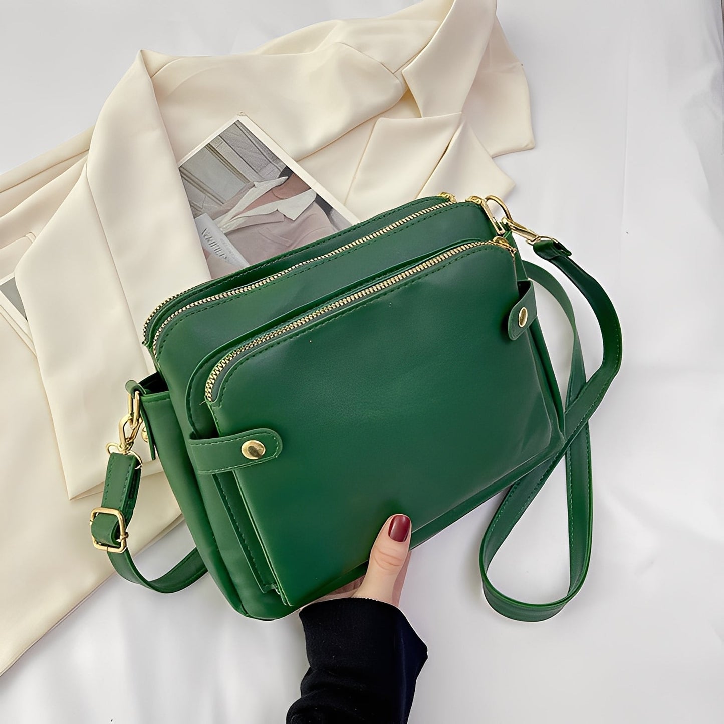 Michaela - Klassische Schultertasche aus Leder für Damen