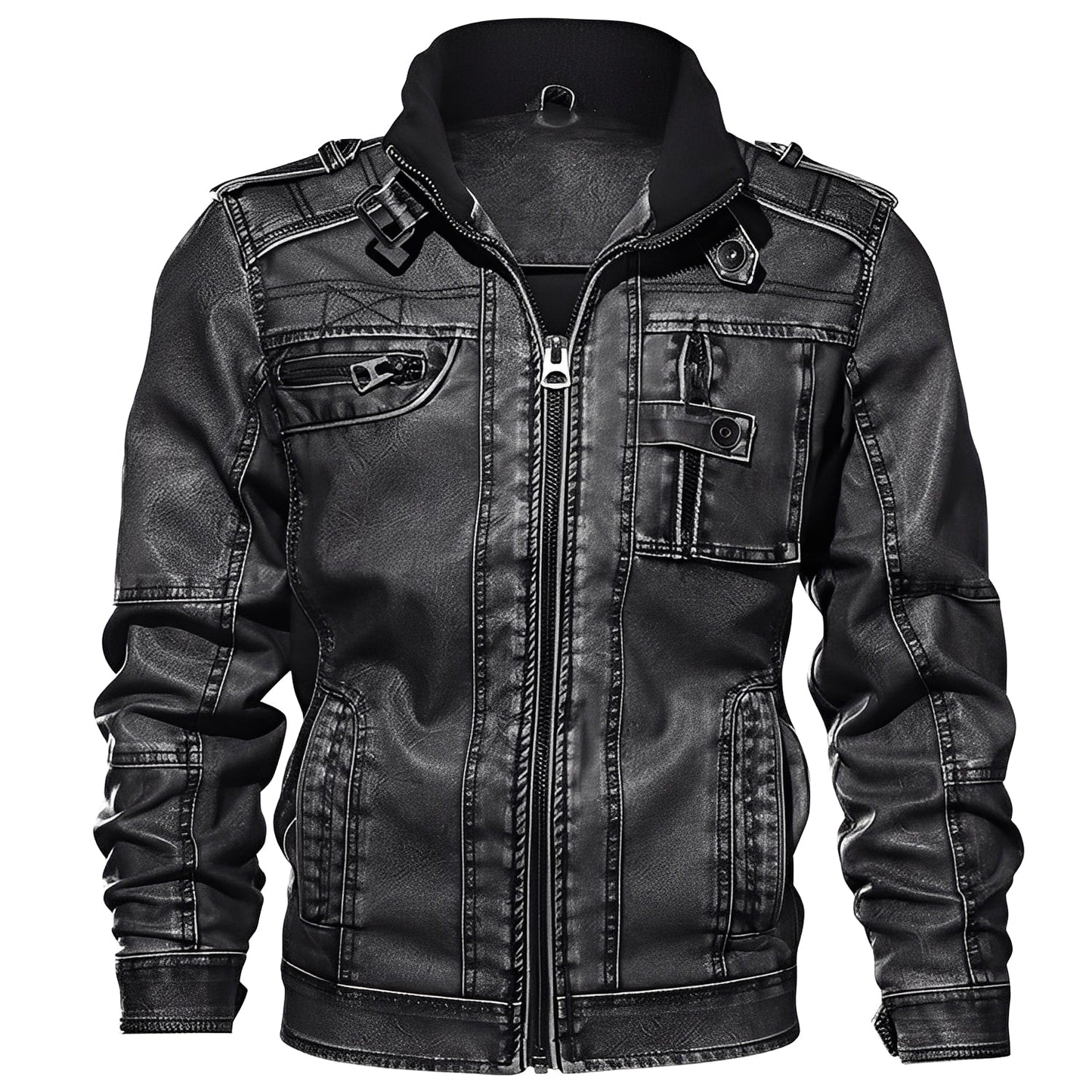 Kevin - Klassische Herrenlederjacke mit Taschen