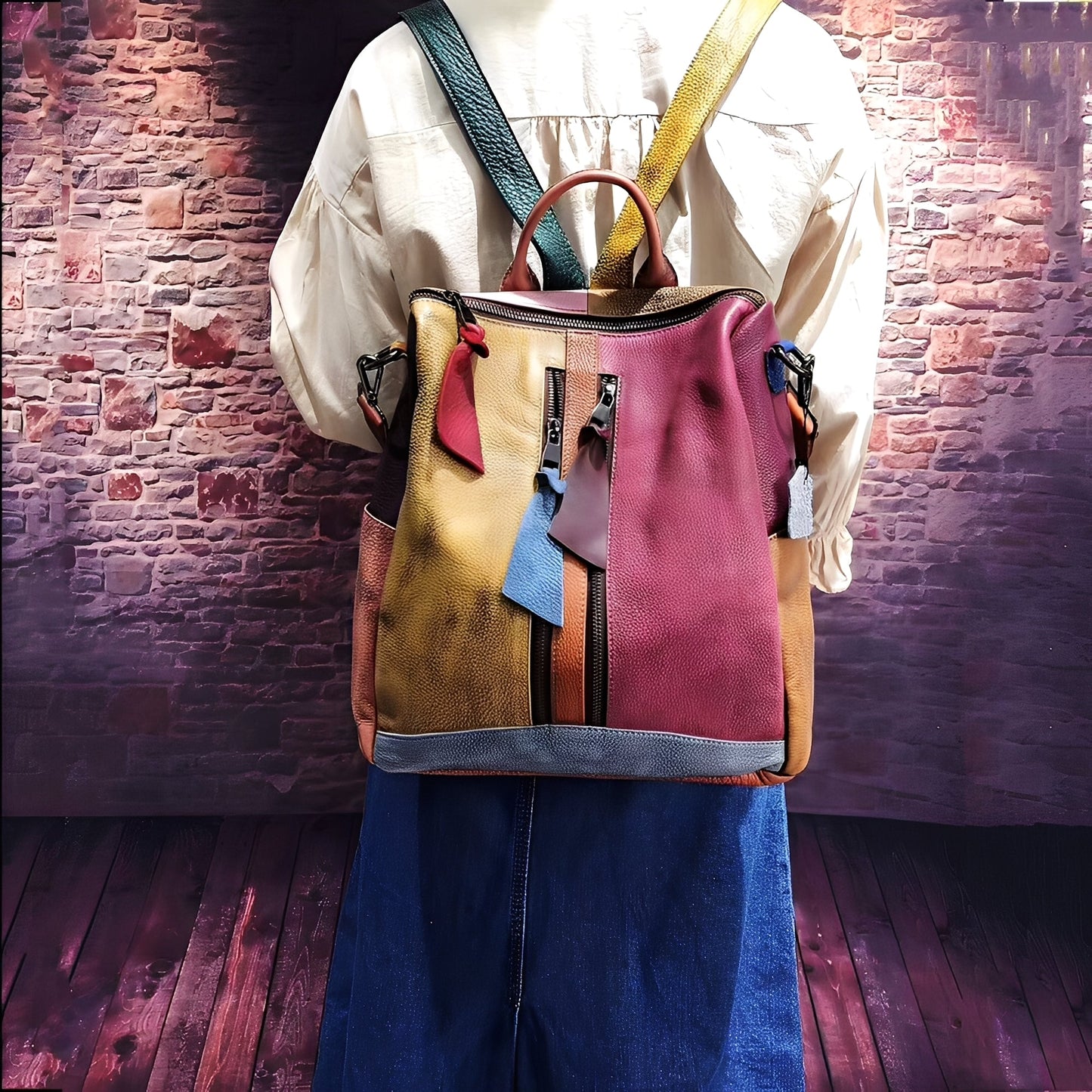 Alayna - Klassischer Damen Leder Rucksack