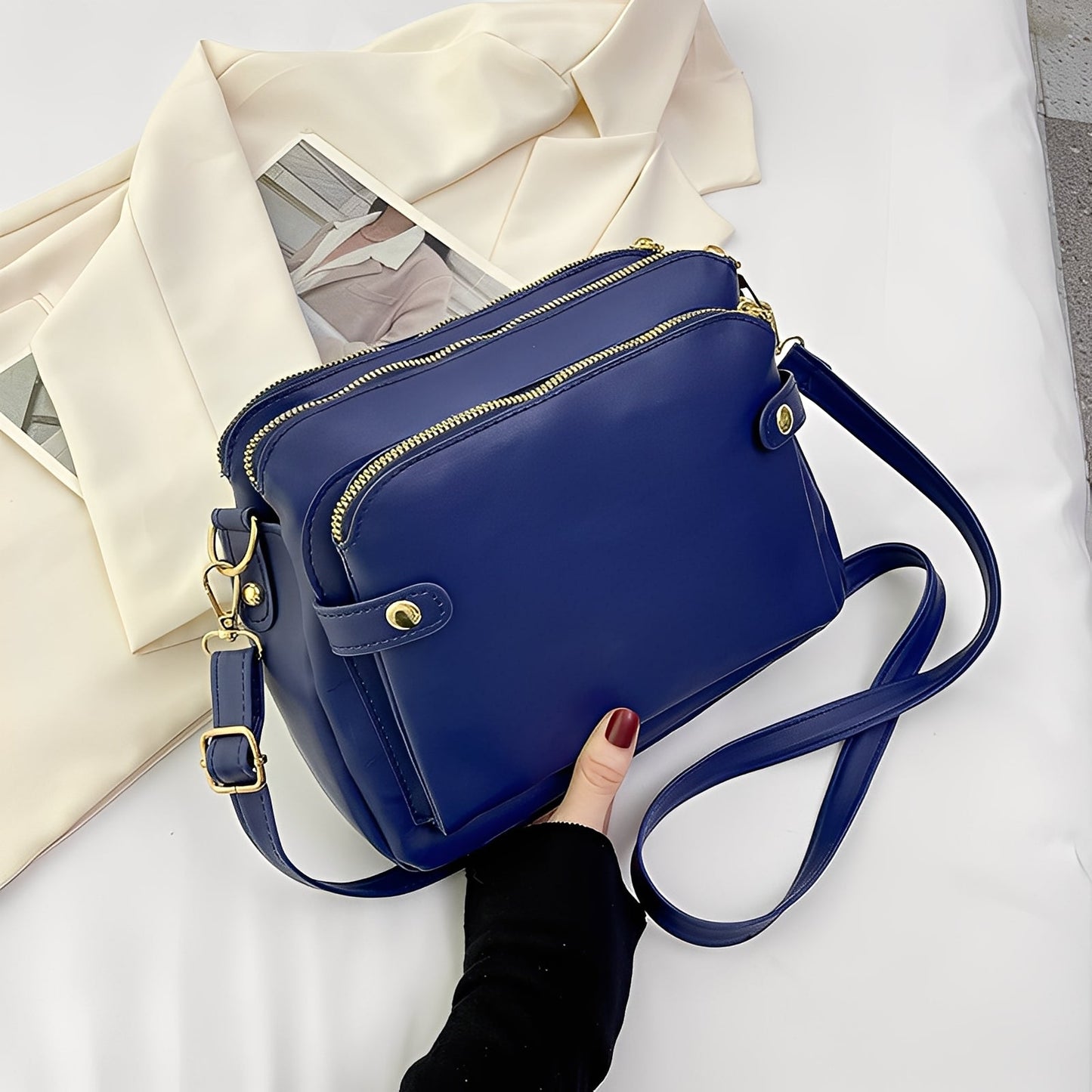 Michaela - Klassische Schultertasche aus Leder für Damen