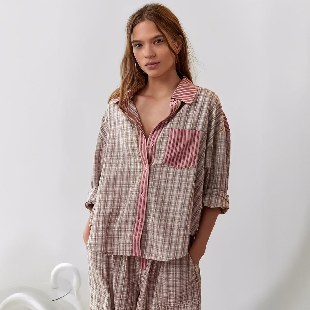 Elenora - Bequemes, lockeres Damen-Schlafanzug-Set, zweiteilig