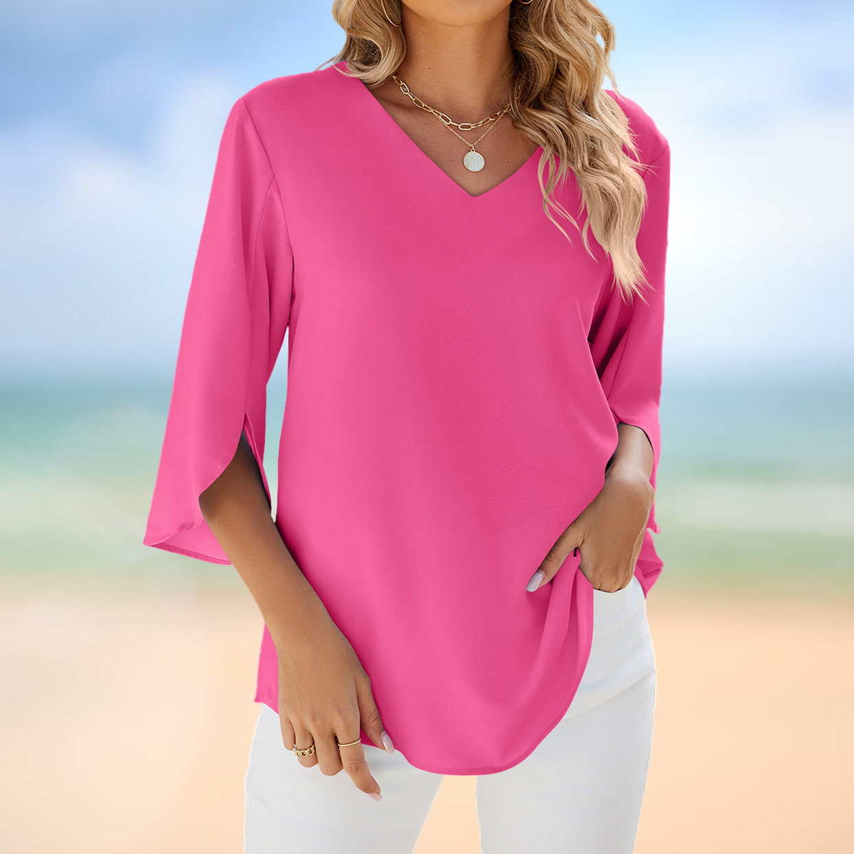 Vanya – Leichte Sommerbluse mit V-Ausschnitt