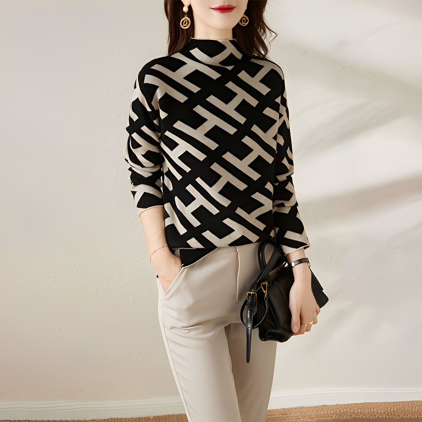 Eleanor - Schickes Damen-Stricktop mit langen Ärmeln im Design