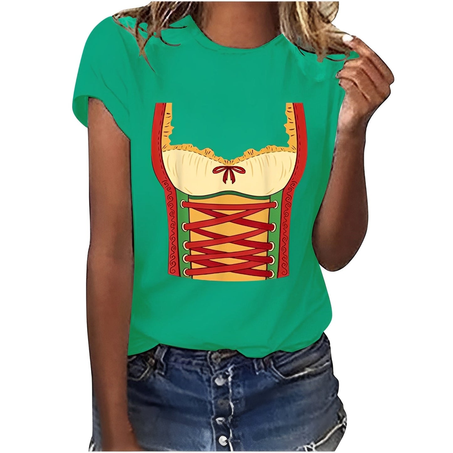 Hazel - Lässiges Oktoberfest-Shirt mit Muster für Damen