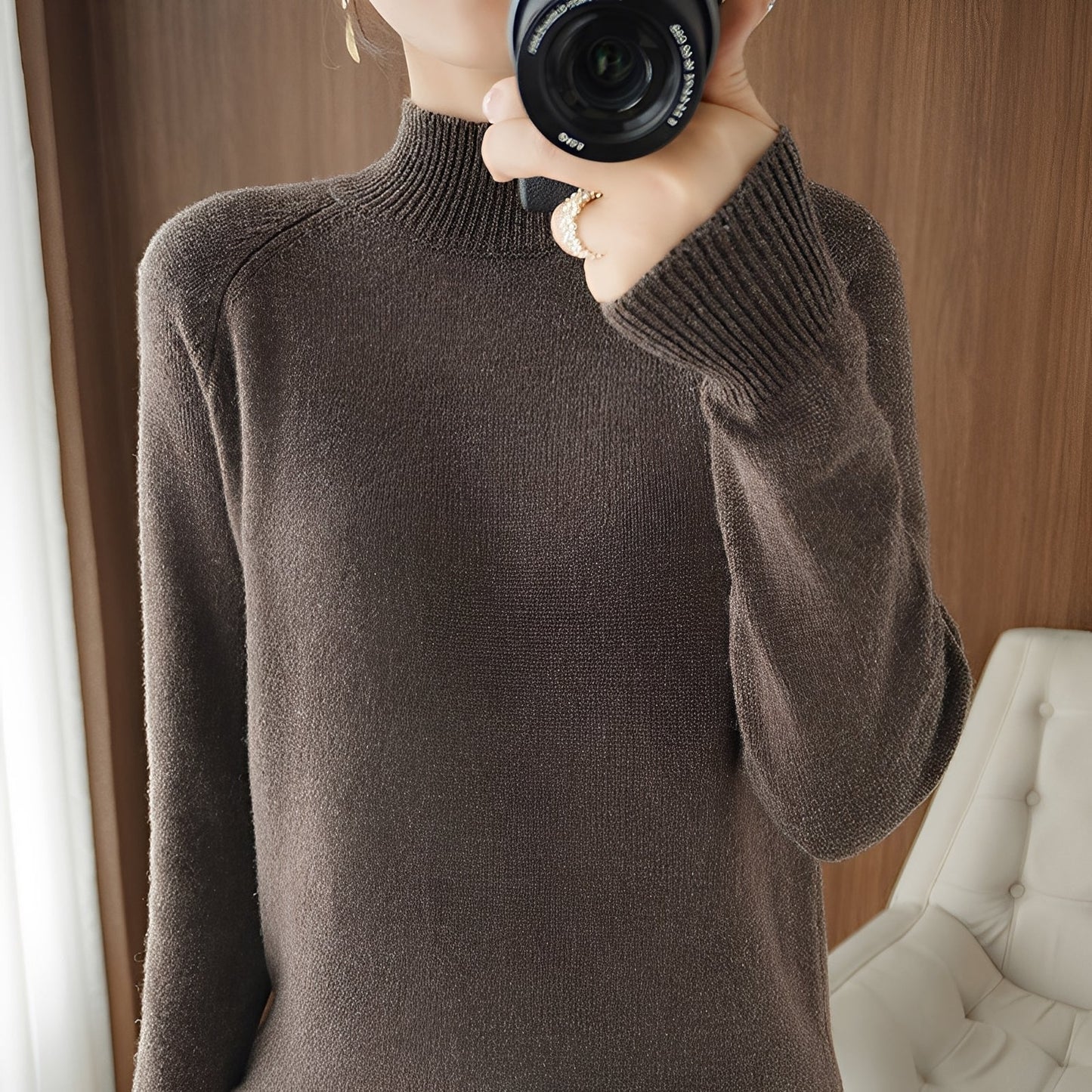 Ulyssa - Eleganter Damen-Kaschmir-Turtleneck-Pullover