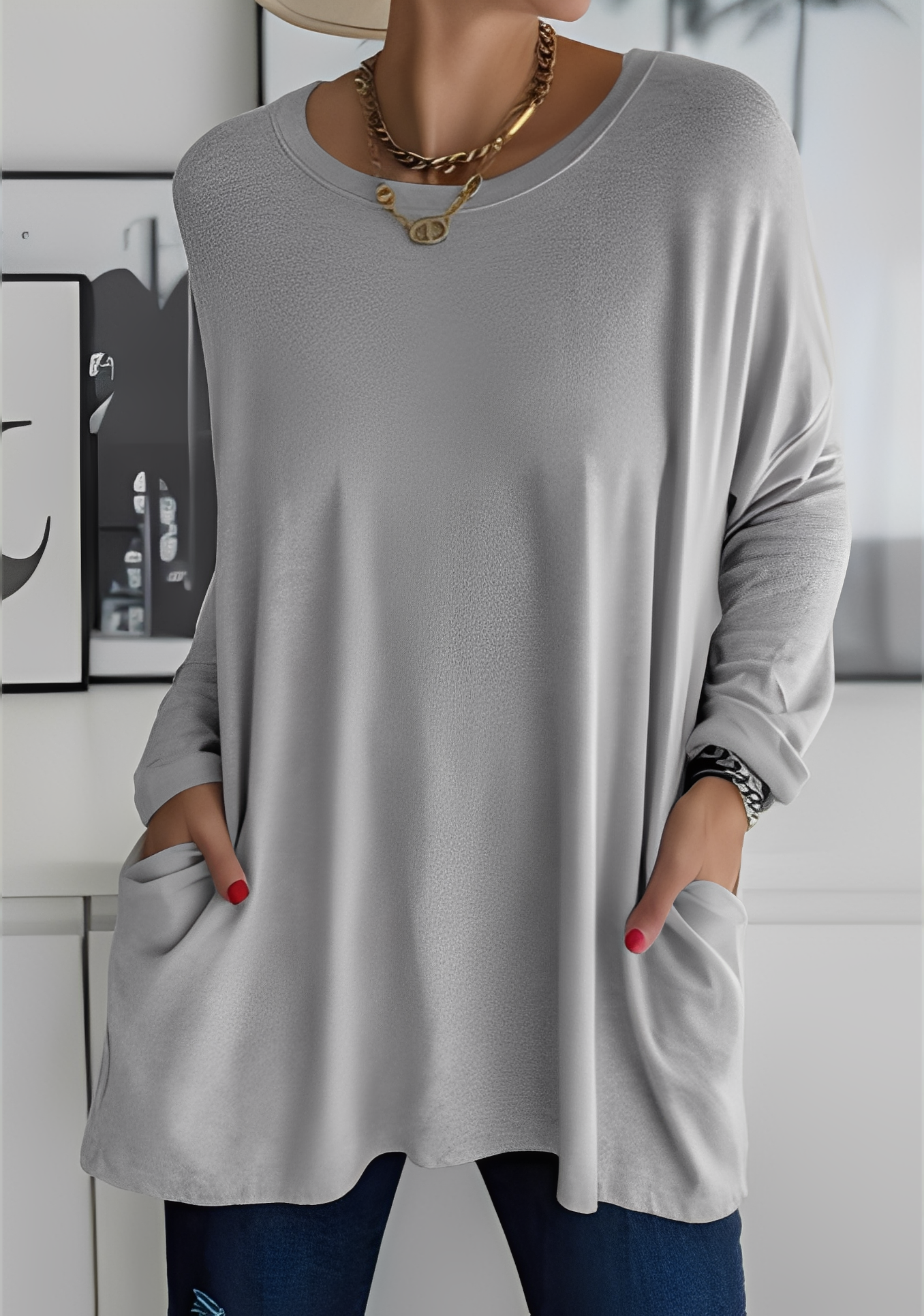 Krystle - Damen-Langarmshirt mit Taschen für Bequemlichkeit