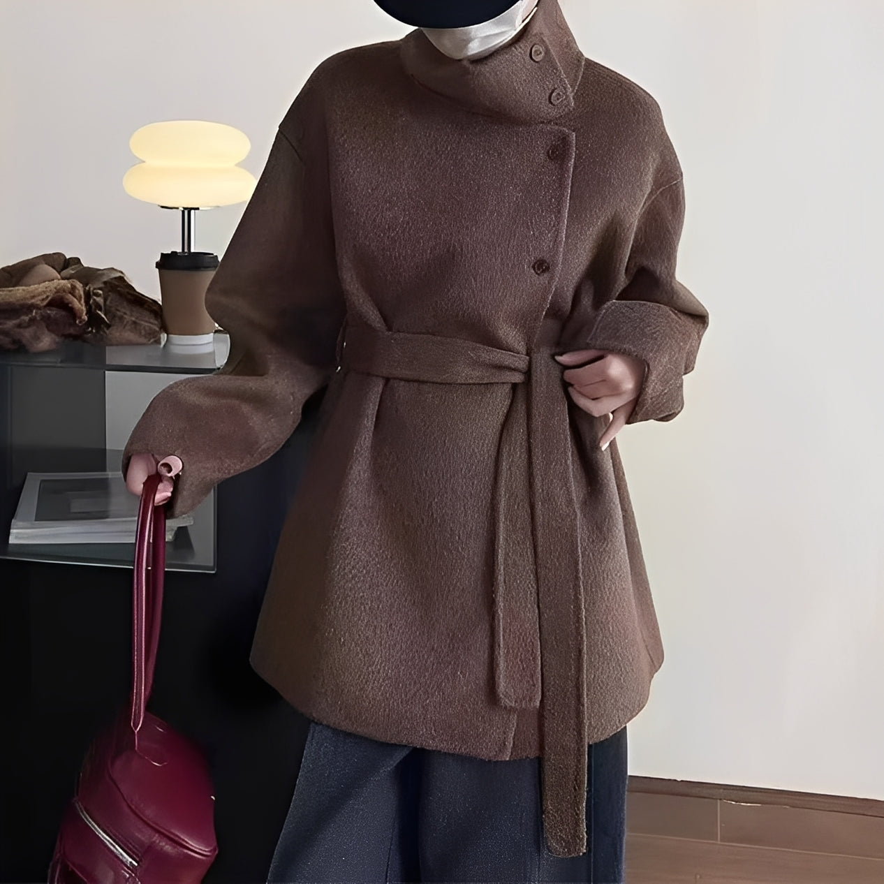 Claudia - Weit geschnittene doppelte Damen-Wolljacke