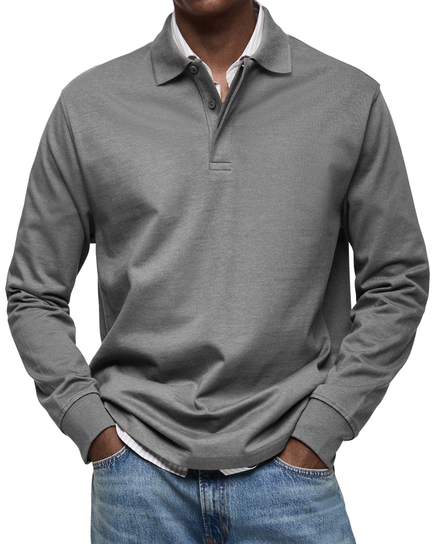 Dewey - Herren Langarm-Poloshirt, schlicht gehalten