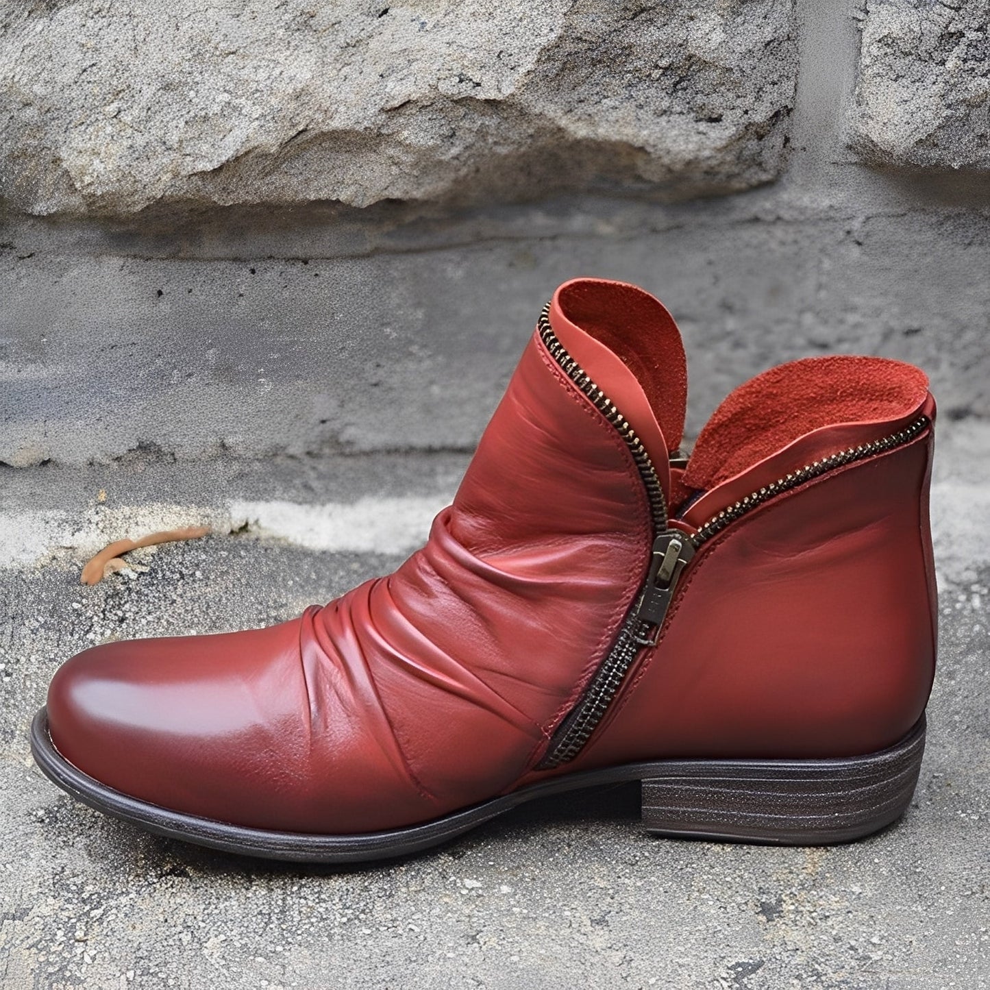 Veronica - Klassische Damenlederstiefel mit Reißverschluss