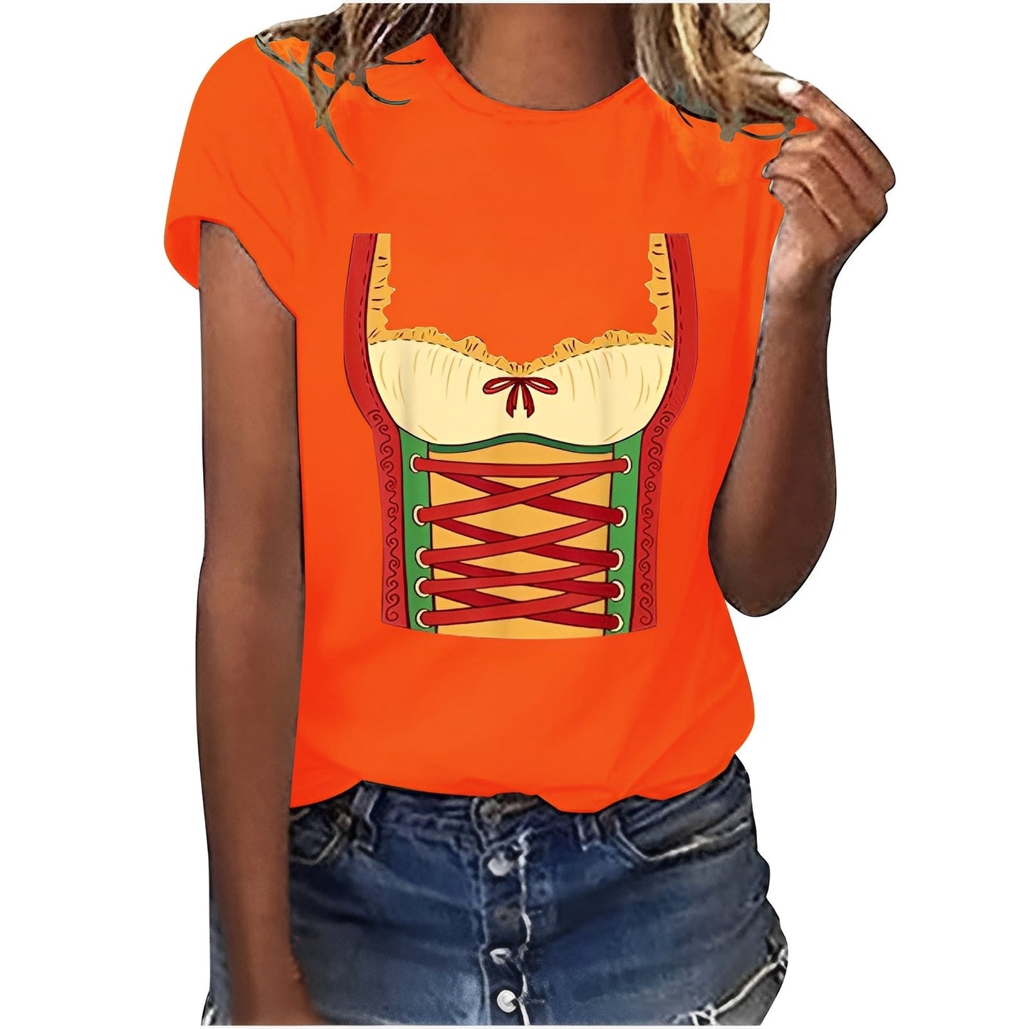 Hazel - Lässiges Oktoberfest-Shirt mit Muster für Damen