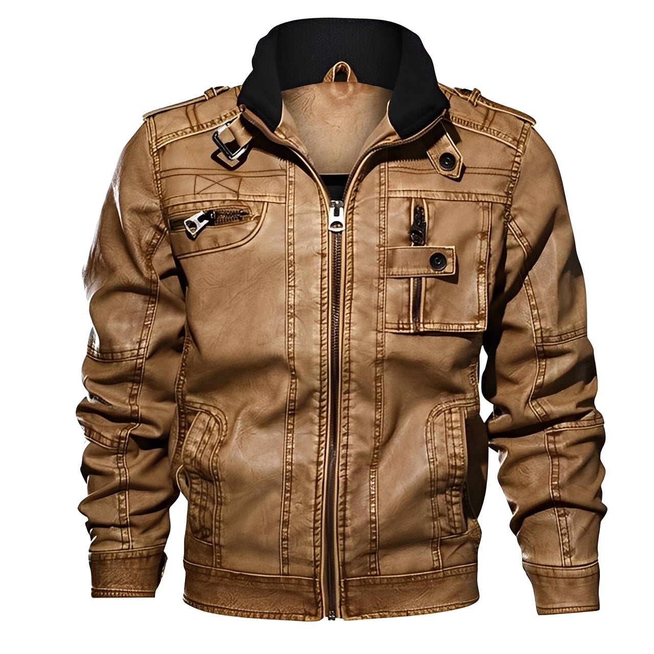 Kevin - Klassische Herrenlederjacke mit Taschen