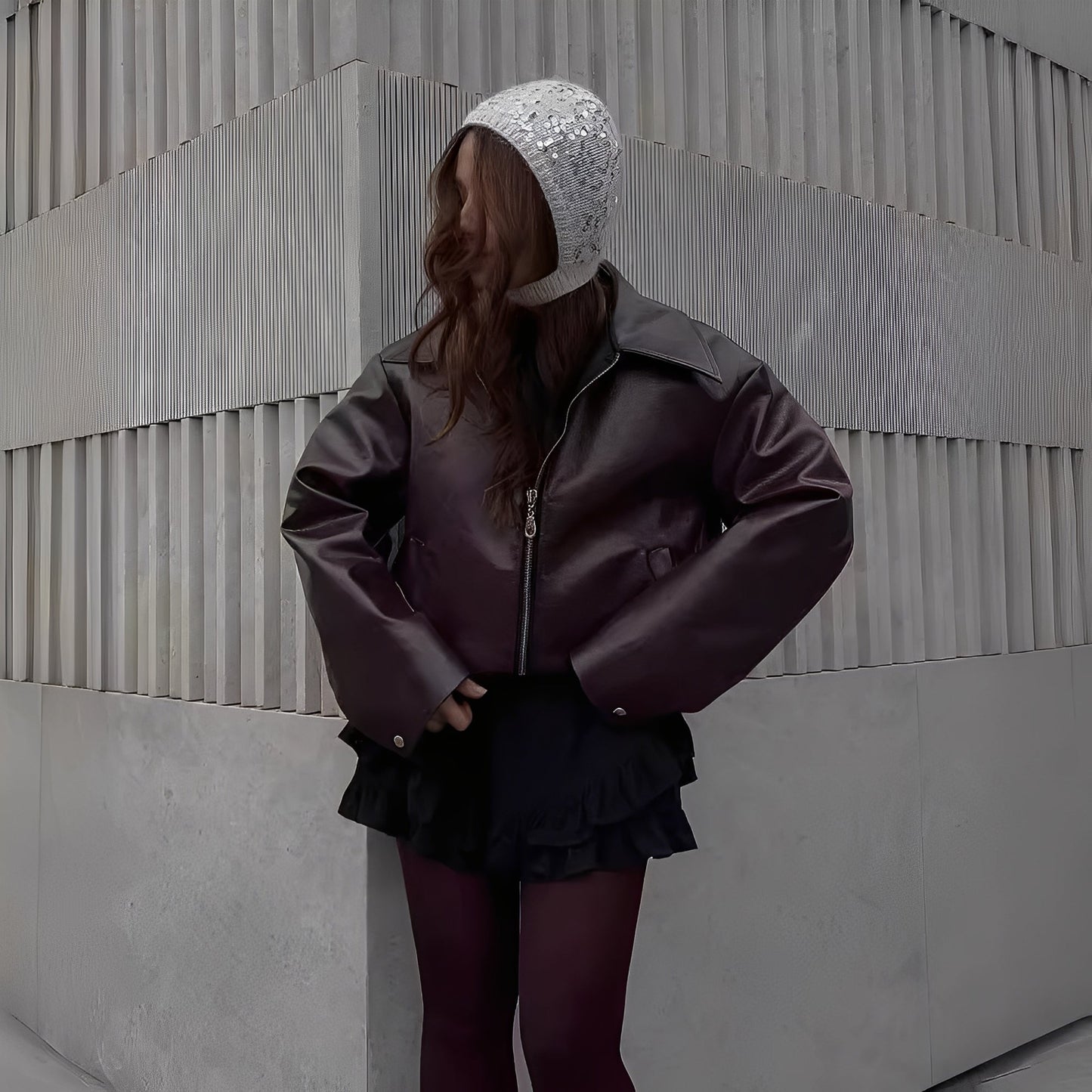 Lesley - Modische Damenlederjacke mit Reißverschluss