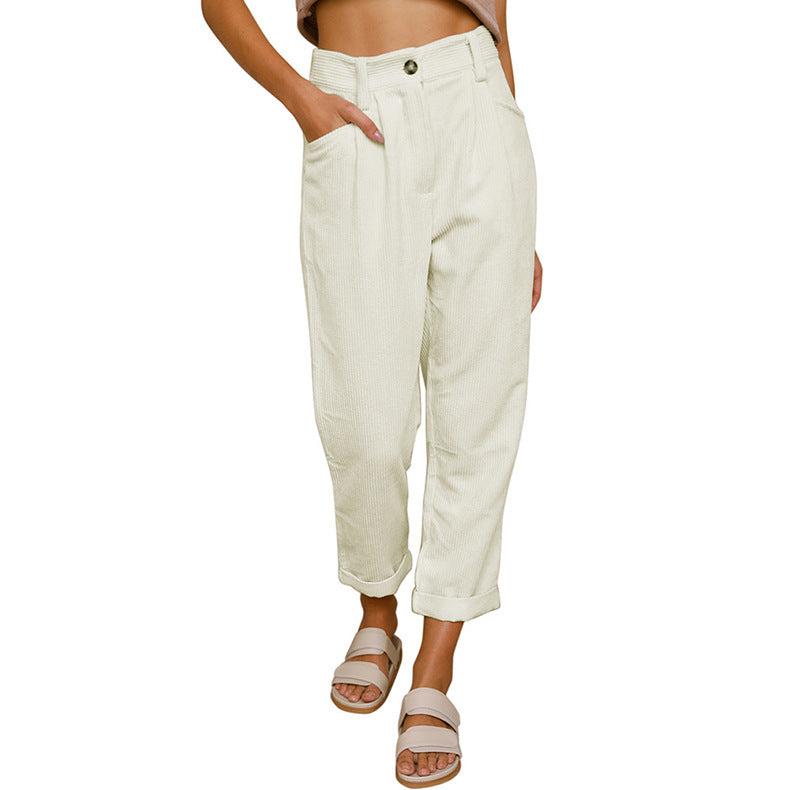 Chelsie - Bequeme Damenhose aus Cord mit hohem Bund