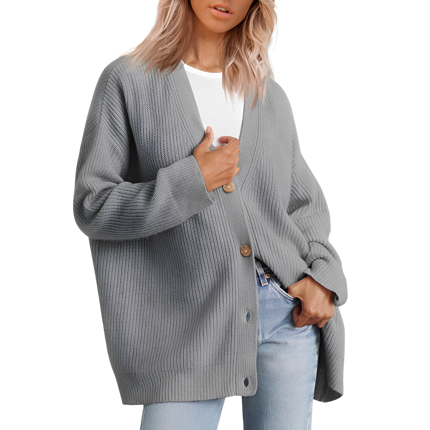 Christal - Bequemer, locker geschnittener Damen-Cardigan