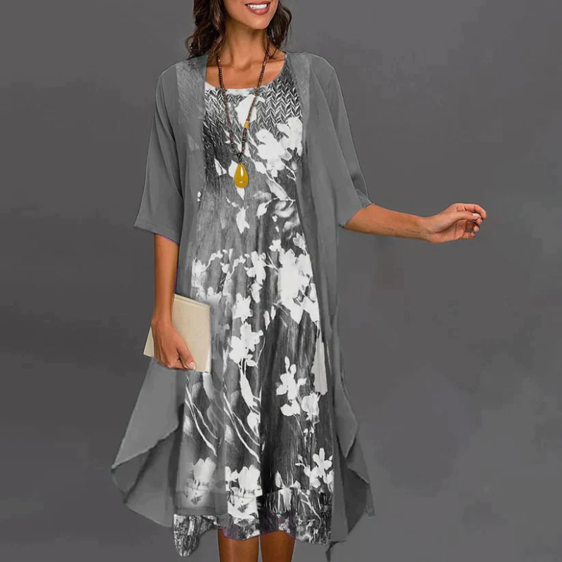 Celia – Kurzes Blumenkleid mit Blazer