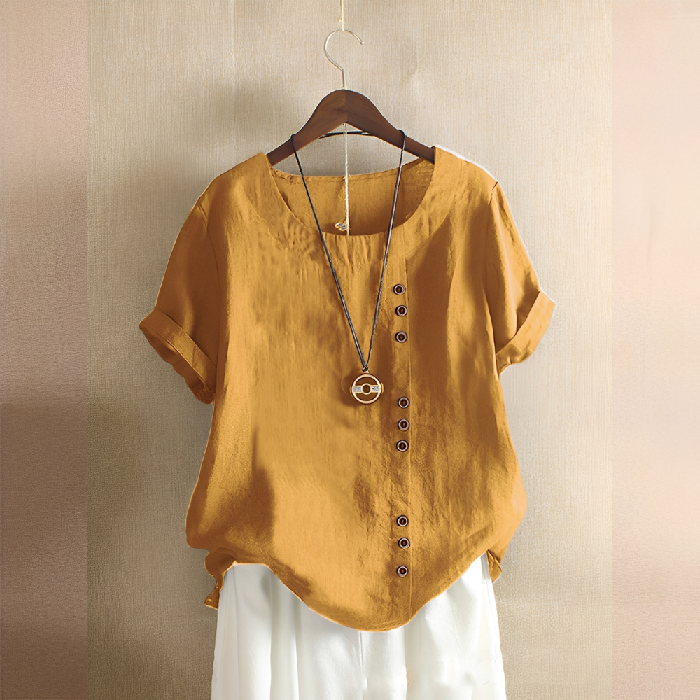 Corrine - Klassische, lockere Damen-Leinenbluse