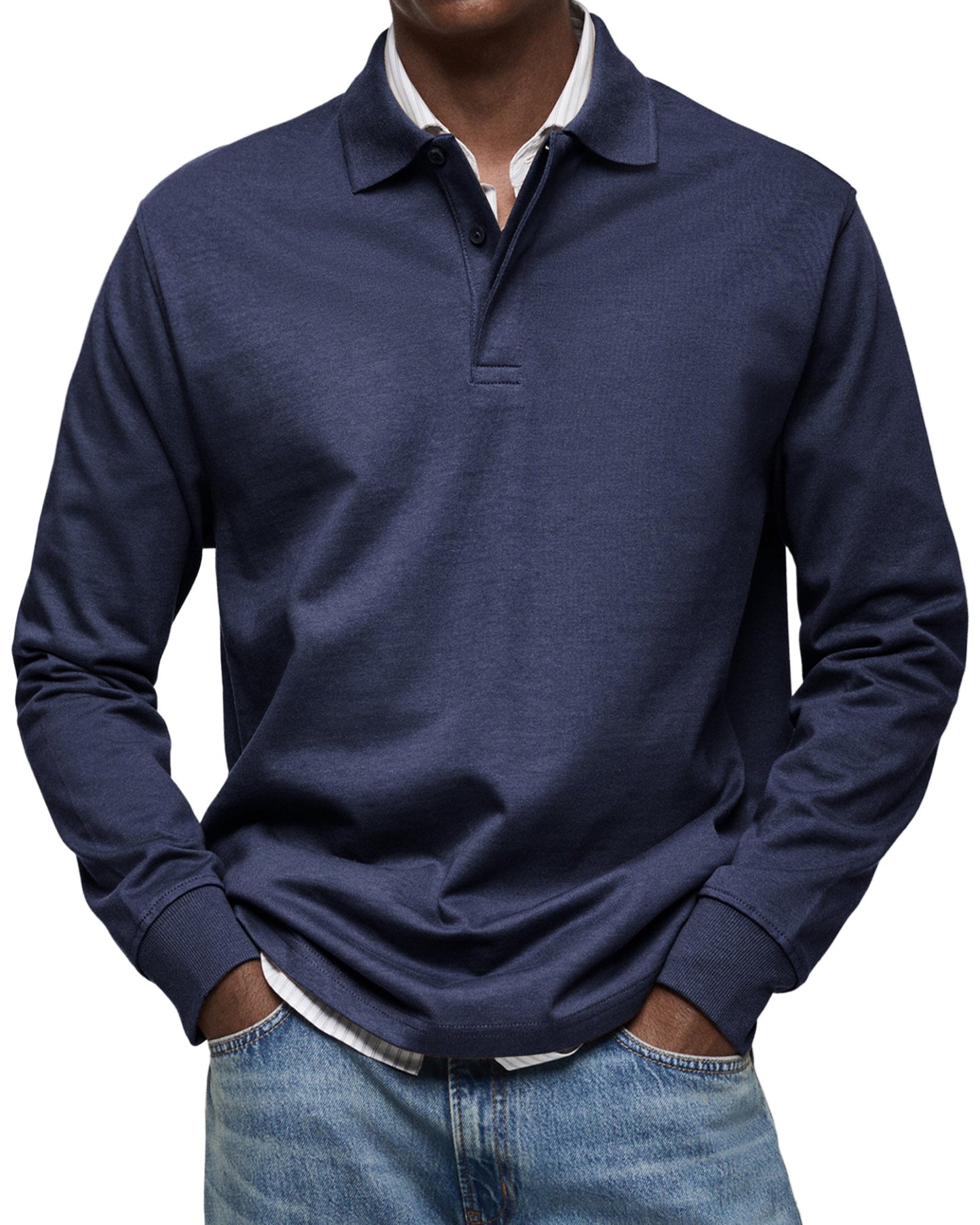Dewey - Herren Langarm-Poloshirt, schlicht gehalten