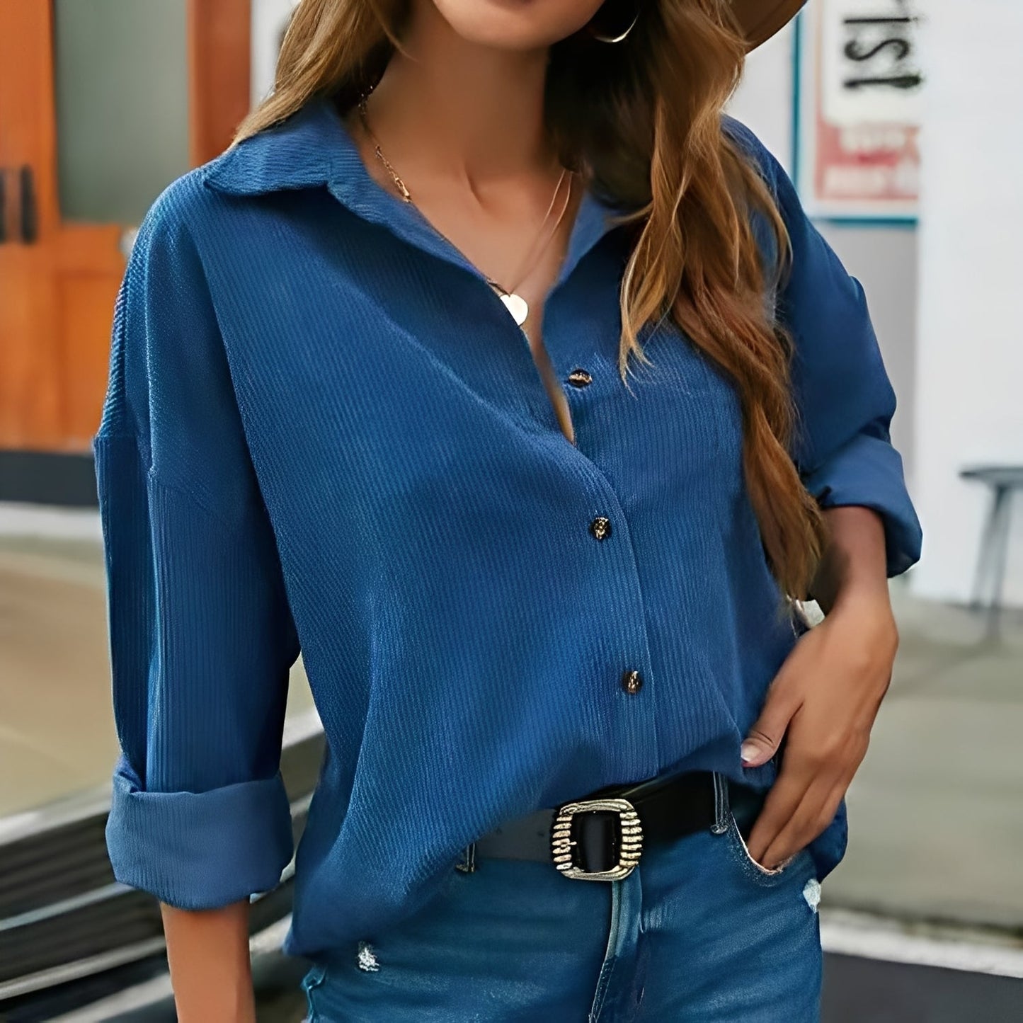 Everly - Bequeme, lockere Cordbluse für Damen