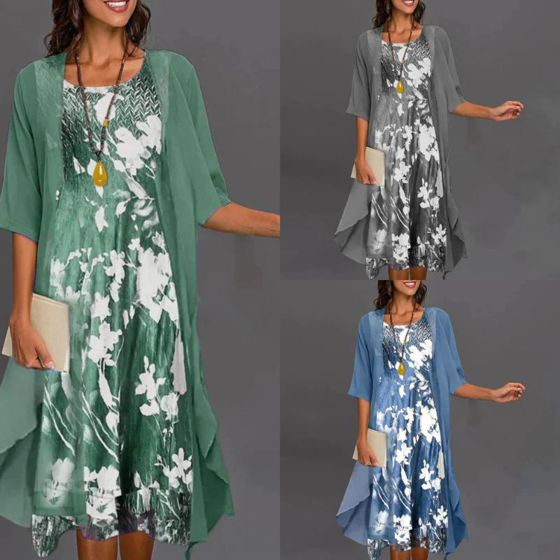 Celia – Kurzes Blumenkleid mit Blazer