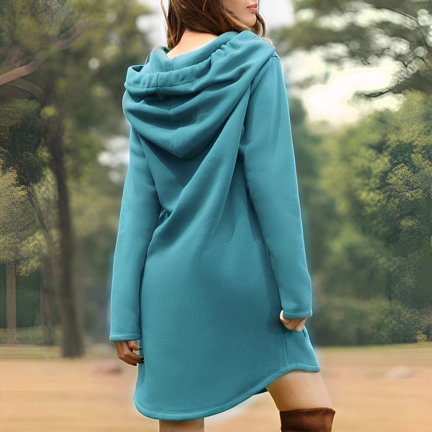 Glenna - Langes, bequemes Damenkapuzenkleid
