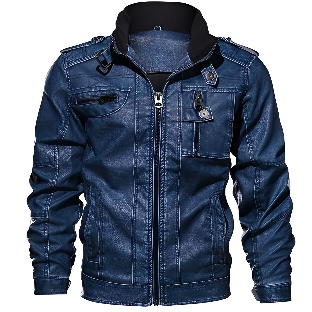 Kevin - Klassische Herrenlederjacke mit Taschen