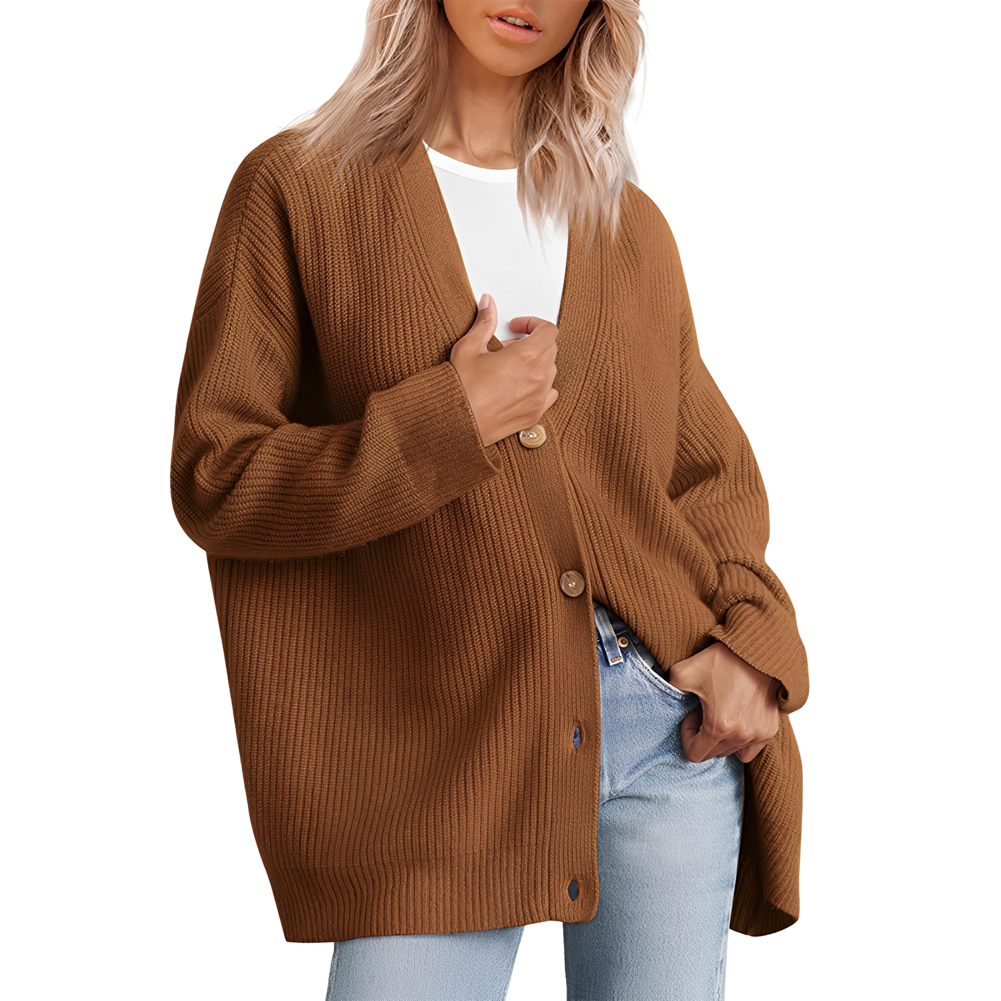 Christal - Bequemer, locker geschnittener Damen-Cardigan
